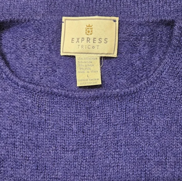 Vintage Express tricot Kid Mohair,Wool blend crop knit blouse size L - Picture 6 of 8